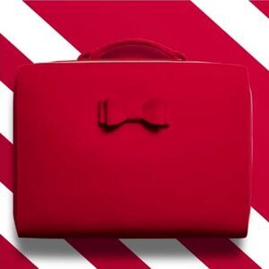 Estée Lauder Cherry Red Velvetty Flocked Makeup Case / Cute Bow Handbag / Laptop